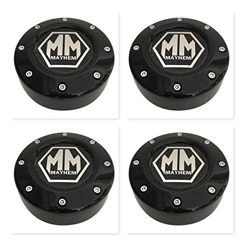 4 Pack Mayhem Wheels 81232090F-3 C1080503B Black Wheel Center Cap 5 Lug ...