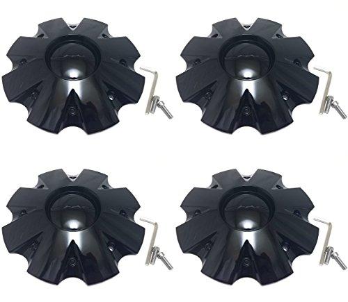 Set (4pcs) KMC Gloss Black Wheel Center Hub Caps for KM651 Slide - The Center Cap Store